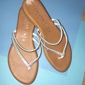Italian rhinestone flip flops